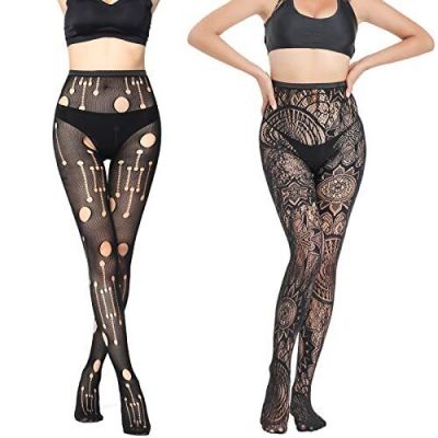 2 pairs Fishnet Tights, Broken Hole Fishnet Stockings, Tights for Women with ...